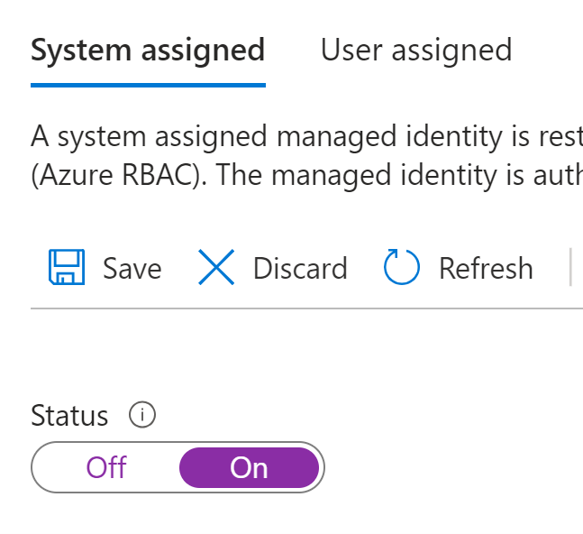 Enable the system assigned managed identity