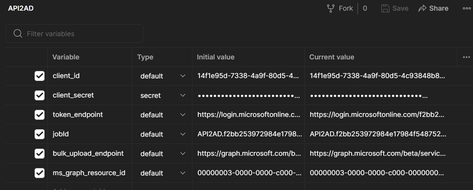 Konfiguration in Postman zur Identitätsbereitstellung