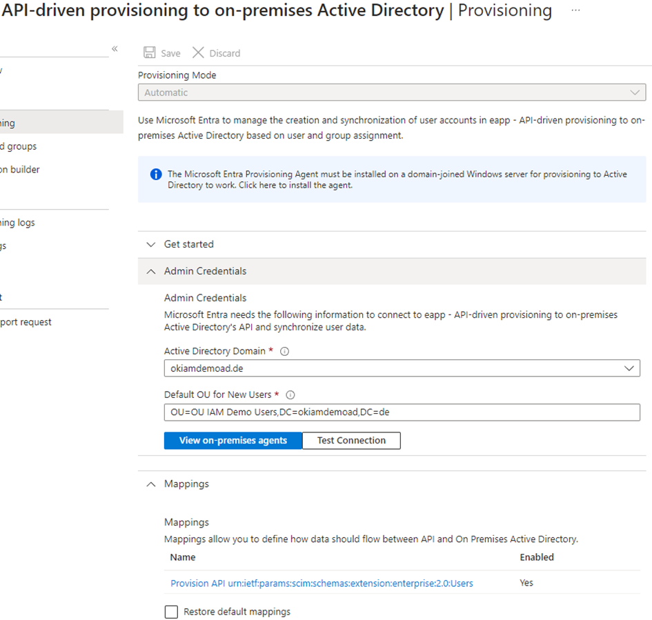 Anbindung einer lokalen Umgebung zur Identitätsbereitstellung