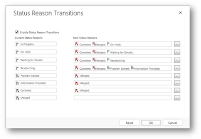 Define status reason transitions with Power Apps