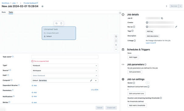  Job erstellen in Databricks.